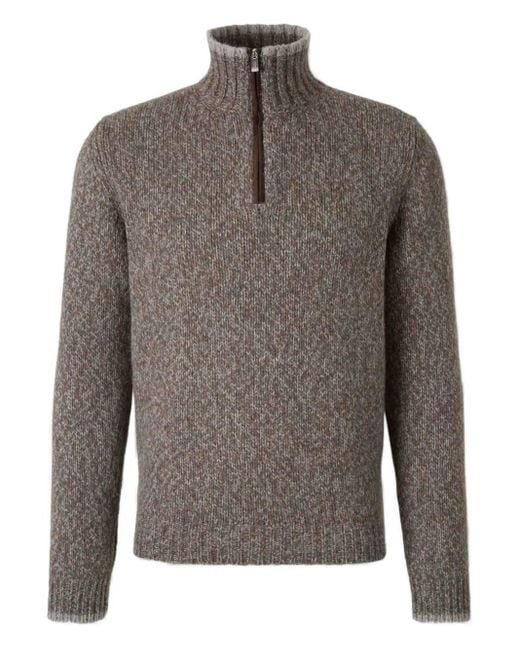 メンズ Fedeli ハーフジップ オーガニックコットンセーター Gray