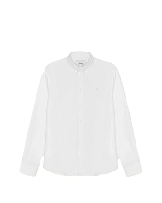 Les Deux White Konrad Embroidered-Logo Shirt for men