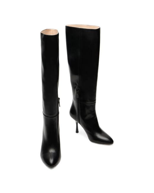 Stuart Weitzman Black Madison Almond-Toe Boots