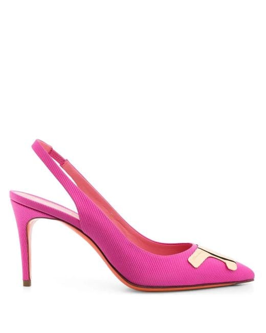 Santoni Pink Ribbed-Finish 90Mm Pumps