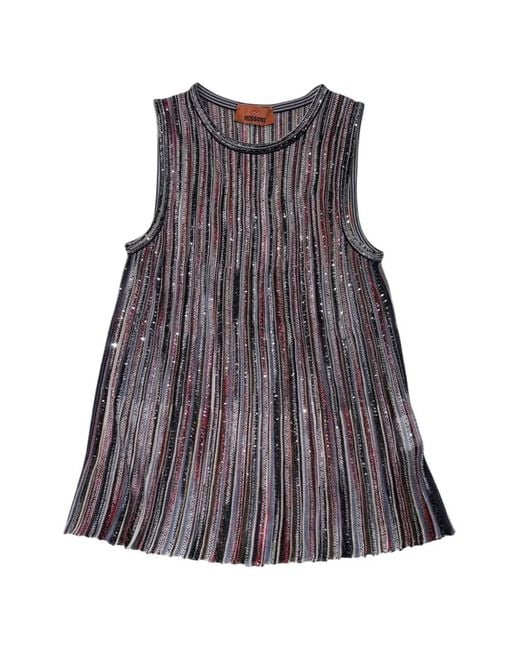 Missoni Purple Sequin-Embellished Striped Top