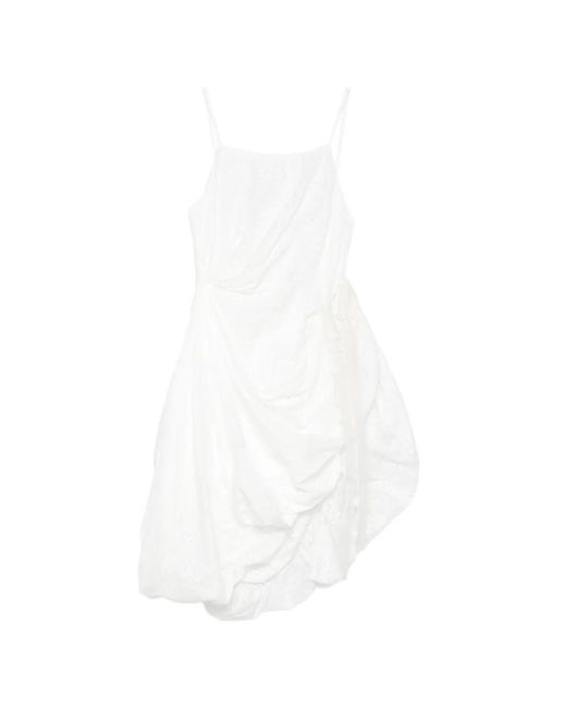 PAULINE DUJANCOURT White Ruched Sleeveless Dress