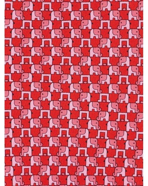 Ferragamo Red Elephant-print Silk Tie for men