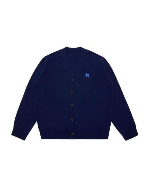 Adererror Blue Button-Fastening Logo-Detail Cardigan