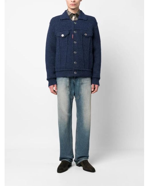 DSquared² Blue Button-up Wool-blend Jacket for men