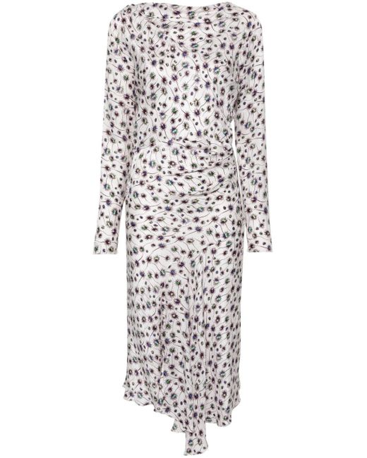 Robe asymétrique à imprimé feu d'artifice Isabel Marant en coloris White