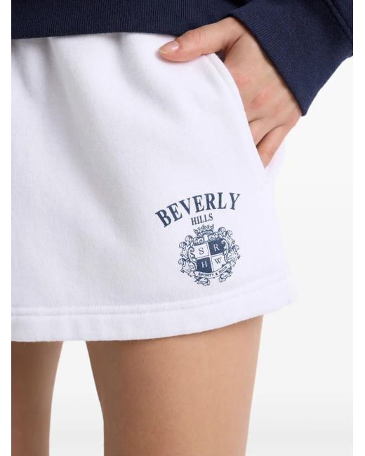 Sporty & Rich White Beverly Hills Crest Shorts