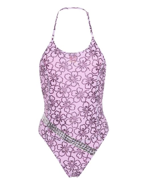Cormio Purple Fabiana Belted Swimsuit