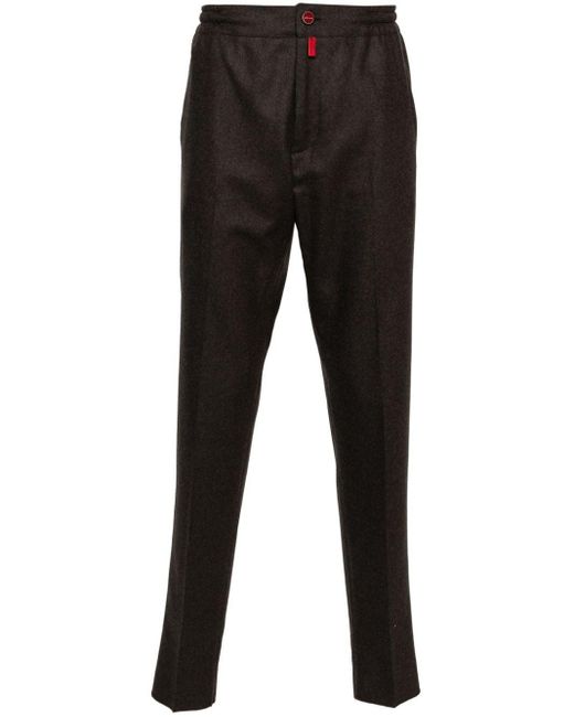 Kiton Black Cropped Straight-leg Trousers for men