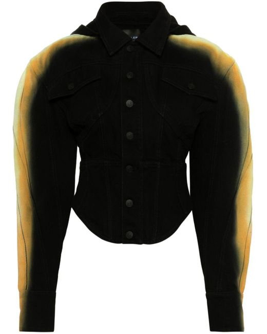 Mugler Black Corseted Gradient-effect Denim Jacket