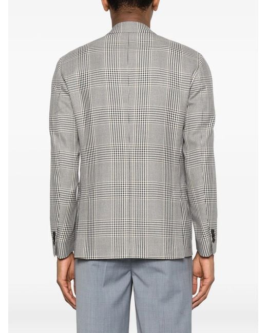 Lardini Gray Double-Breasted Checked Blazer for men