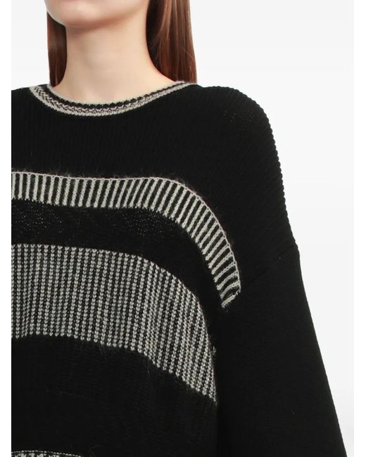 Y's Yohji Yamamoto Black Pullover Mit Gestreiften Einsätzen
