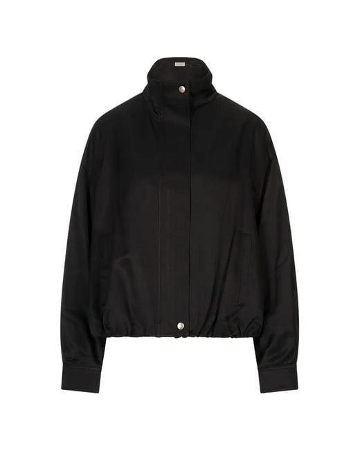 MEIMEIJ Black High-Neck Elasticated-Hem Bomber Jacket