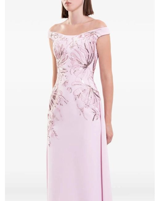 Saiid Kobeisy Pink Embellished Off-Shoulder Dress