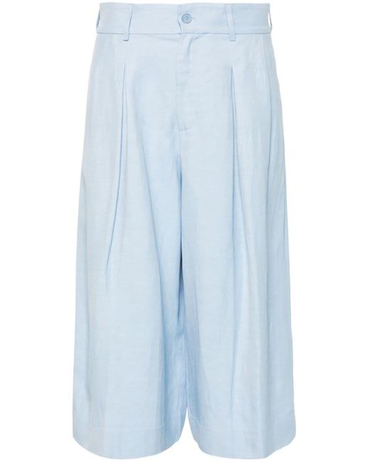 P.A.R.O.S.H. Blue Pleated Below-knee Shorts