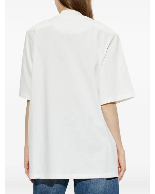 The Attico White Shoulder-Pad Logo-Embroidered T-Shirt