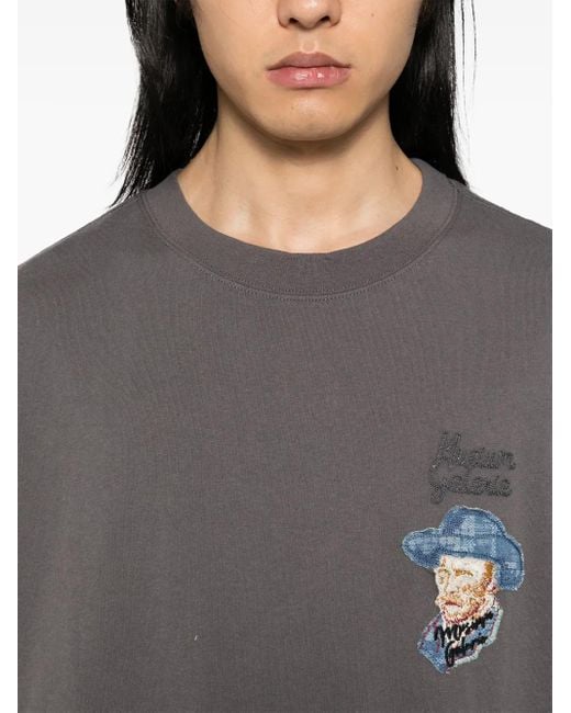 Musium Div. Gray Logo-Embroidered T-Shirt for men