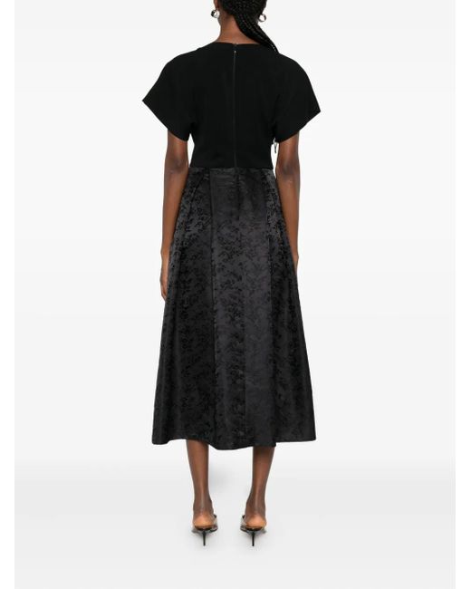Nissa Black Floral-Pattern Dress