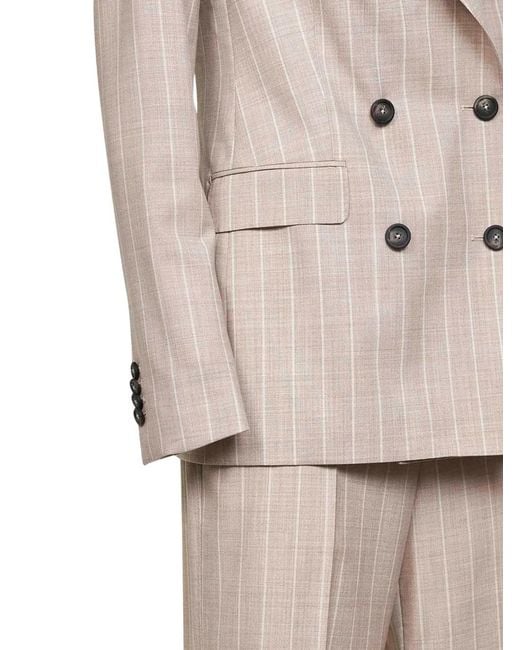 Tagliatore Natural Pinstriped Double-Breasted Suit