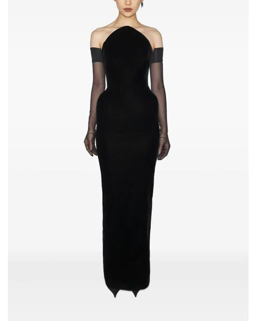 Mugler Women's Black Off-shoulder Maxi Dress