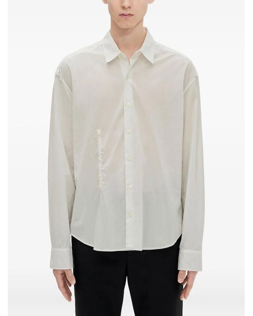 Ann Demeulemeester White Text-Print Cotton Shirt for men