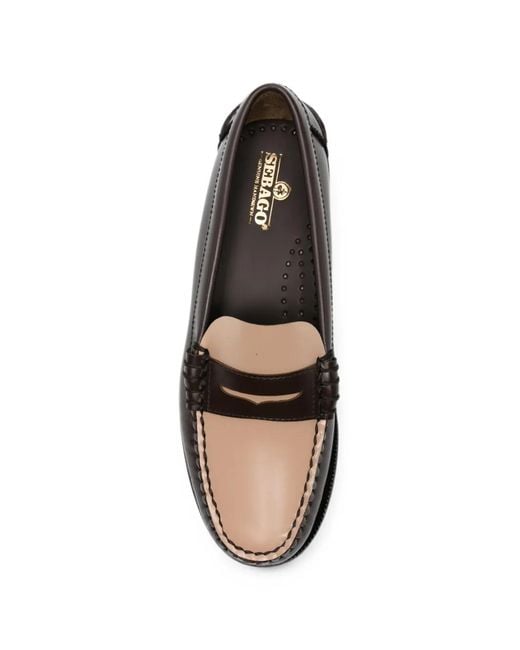 Sebago White Two-Tone Leather Loafers
