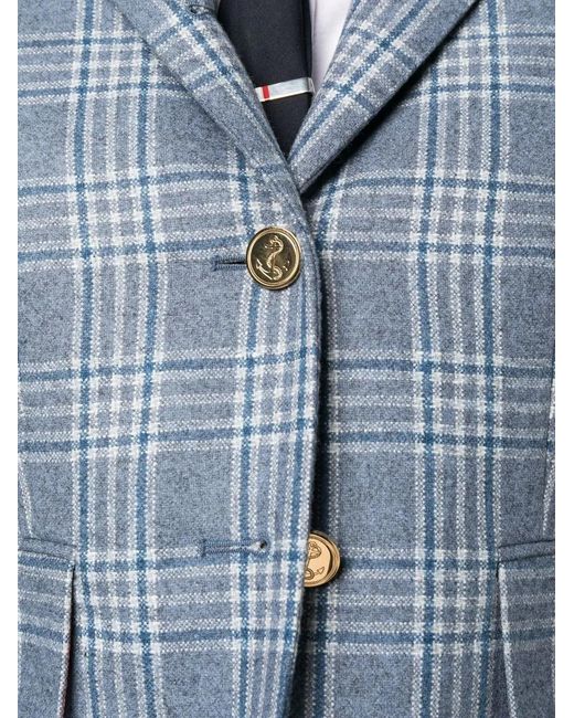 Thom Browne Blue Check-Print Single-Breasted Blazer
