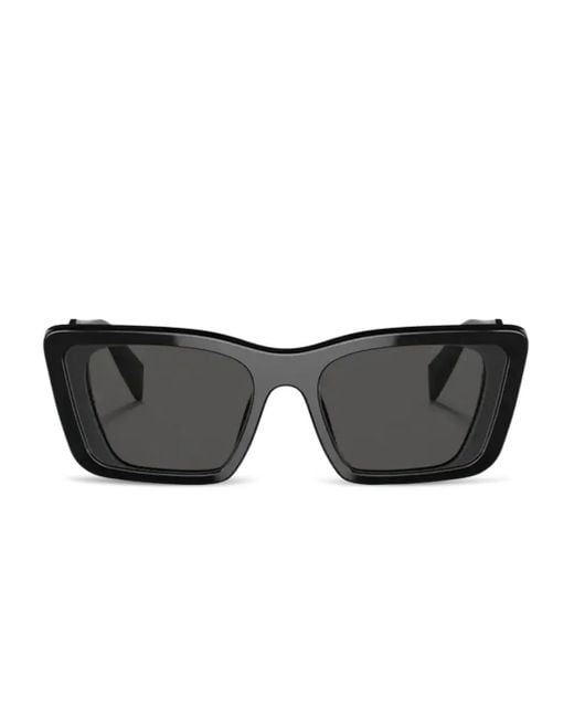 Prada Black Symbole Geometric-Frame Sunglasses