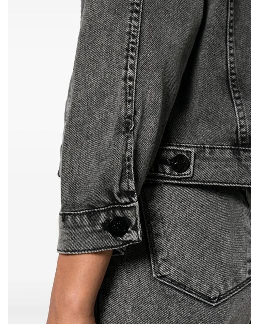 Ana Radu Black Crystal-Embellished Denim Jacket