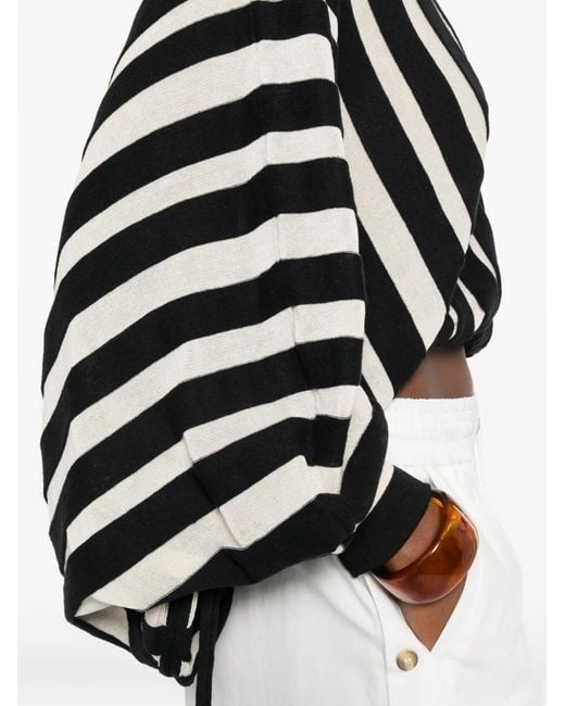 Zimmermann White Striped Balloon-Sleeve Top