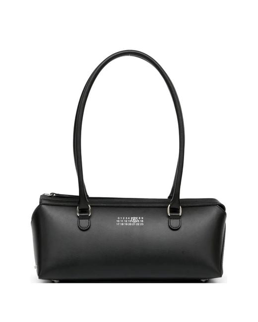 MM6 by Maison Margiela Black Medium Bauletto J Leather Shoulder Bag