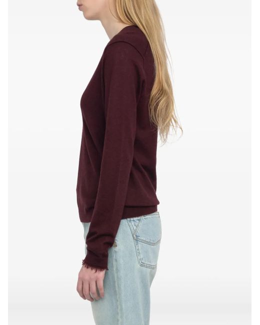 Zadig & Voltaire Rivy ロングスリーブ Vネックセーター Red