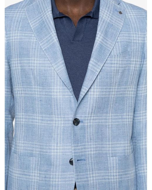 Tagliatore Blue Patterned Blazer for men