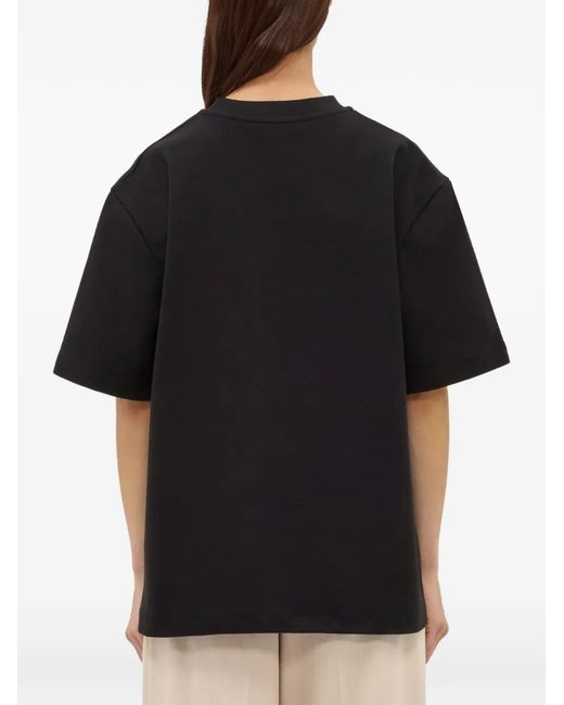 MSGM Black Embroidered T-Shirt