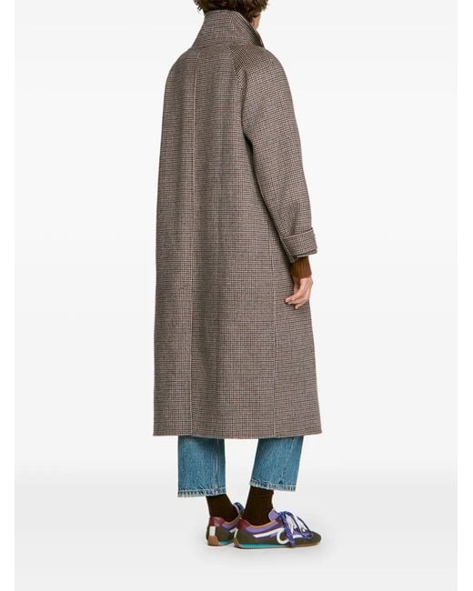 Sandro Brown Houndstooth Single-Breasted Coat