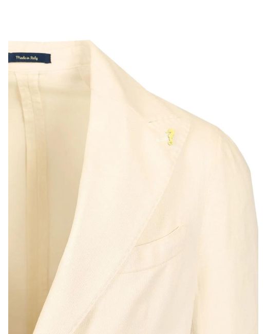 Guarinucci Natural Slub-Texture Notched-Lapels Blazer for men