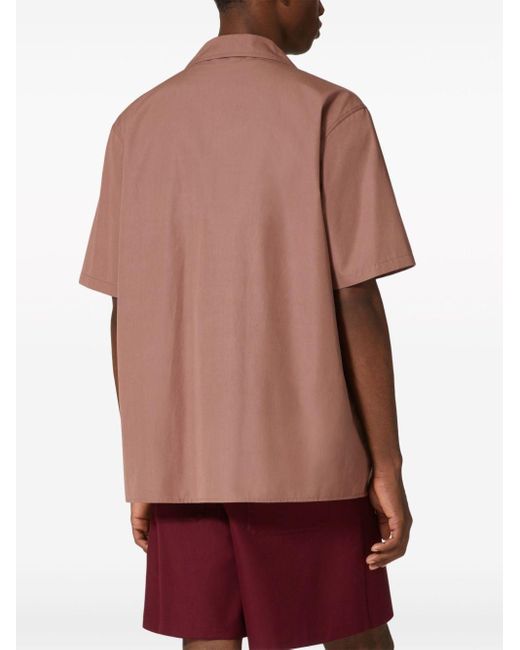 Camisa bowling con aplique floral Valentino Garavani de hombre de color Brown