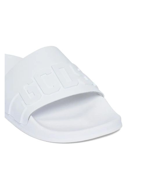 Gcds White Logo-Embossed Pool Slides for men