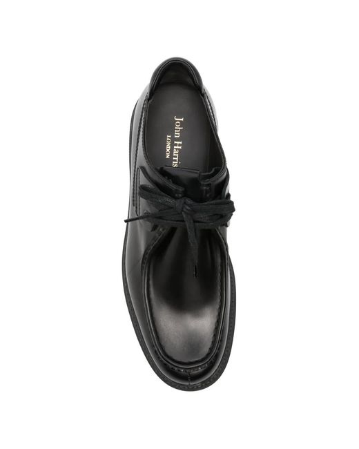 JOHN HARRISON Black Lace-Up Apron-Toe Derby Shoes for men