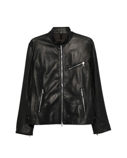 Tagliatore Black Zip Biker Jacket for men