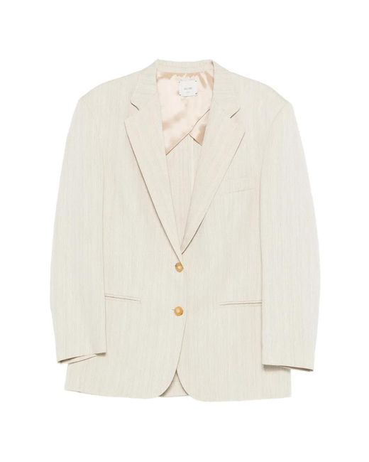 Alysi White Buttoned Stripped Blazer