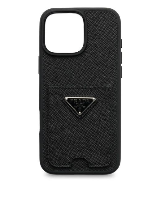 Prada Black Textured Cardholder Iphone 16 Pro Max Case
