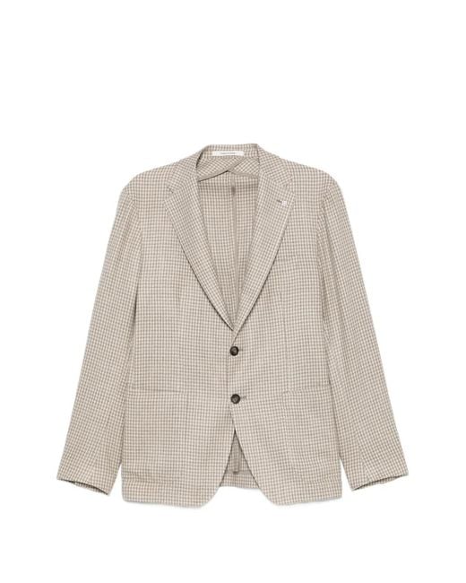 Tagliatore White Houndstooth-Pattern Single-Breasted Blazer for men