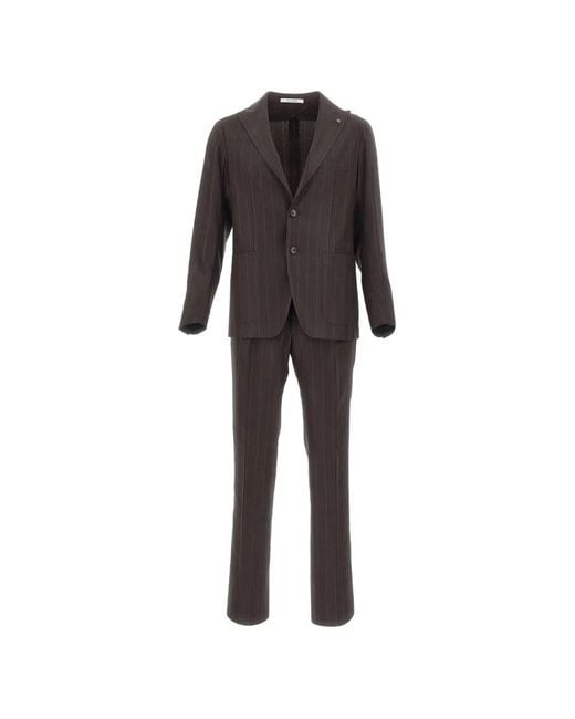Tagliatore Black Pinstriped Patch-Pocket Suit for men