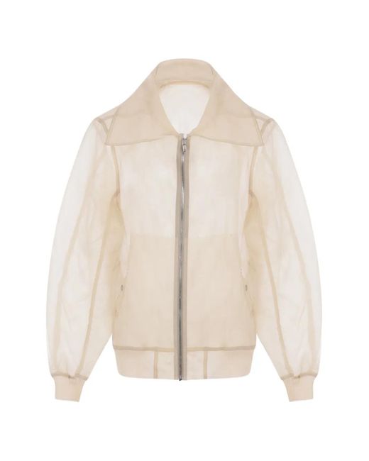 Rick Owens White Sheer Zip-Up Jacket
