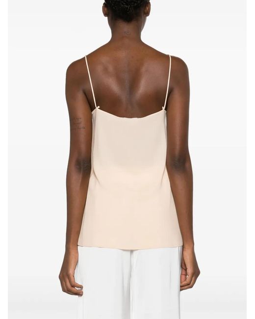 Fabiana Filippi Natural Beaded-Trim Crepe Tank Top