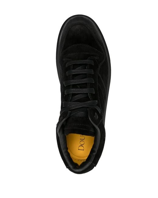 Doucal's Black Logo-Debossed Suede Sneakers for men