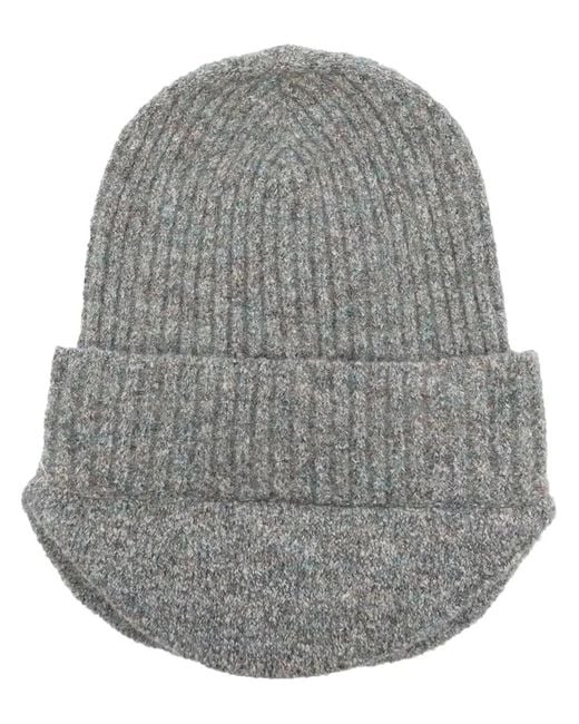 RANRA Gray Ribbed-Knit Beanie for men