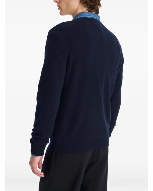 Pringle of Scotland Blue V-Neck Cashmere Sweater for men