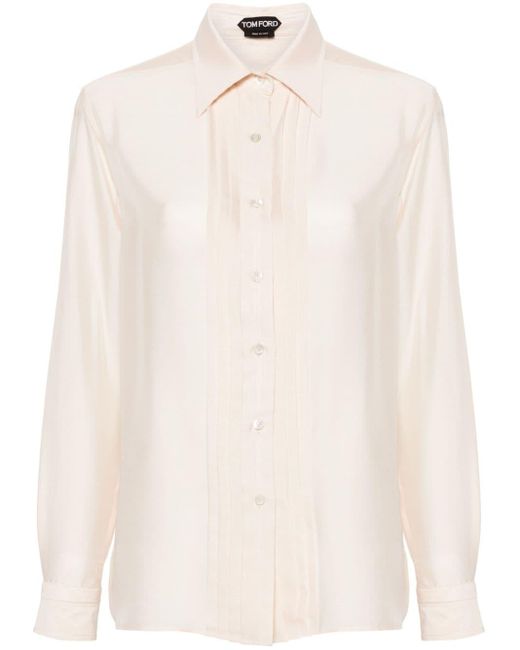 Tom Ford White Pleat-detail Silk Shirt